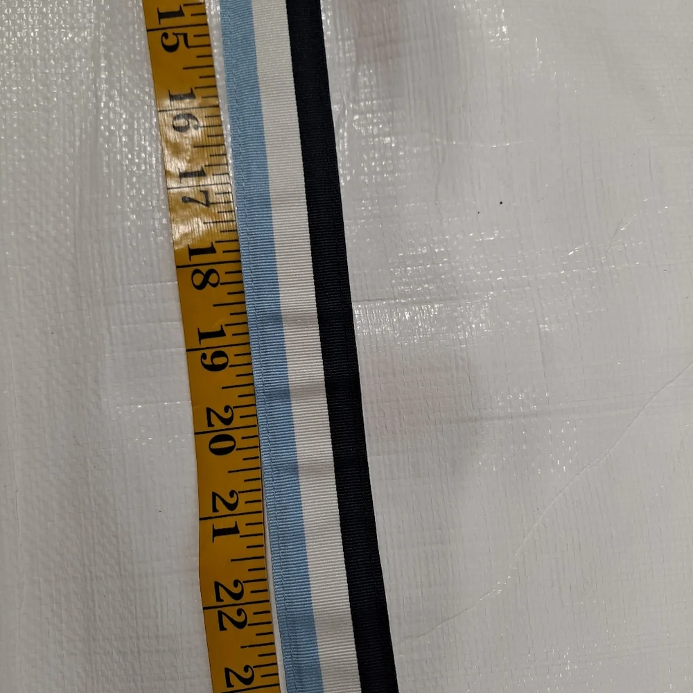Brooks Brothers Blue Striped Fabric Double D Ring Belt